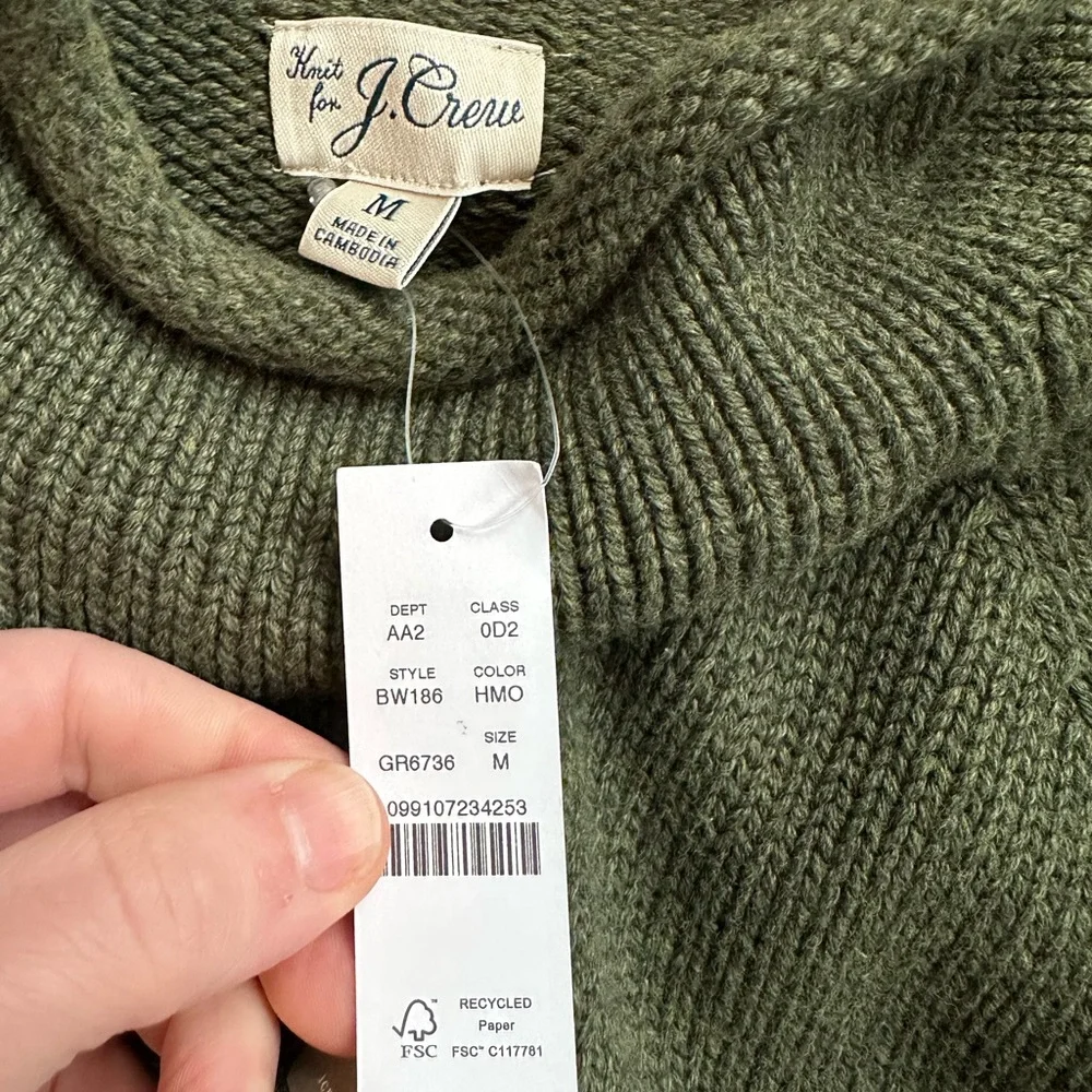 J. Crew Olive Green Ribbed Mock Neck Sweater - Picture 3 of 5